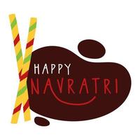 feliz celebração navratri com pauzinhos estilo simples vetor