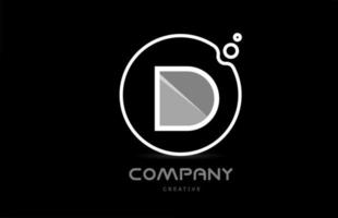 ícone do logotipo da letra do alfabeto geométrico d preto e branco com círculo. modelo criativo para empresa e negócios vetor
