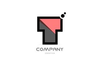 ícone do logotipo da letra do alfabeto geométrico preto rosa t com pontos. modelo criativo para empresa e negócios vetor