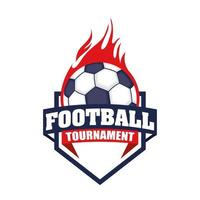 ícone do futebol com escudo e bola em chamas vetor