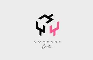 design de ícone do logotipo da letra do alfabeto de três letras rosa y. modelo criativo para negócios e empresa vetor
