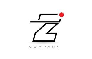 design simples do ícone do logotipo da letra do alfabeto z com linha e ponto vermelho. modelo criativo para empresa e negócios vetor