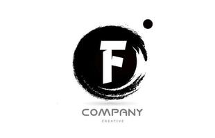 f projeto do ícone do logotipo da letra do alfabeto grunge preto e branco com letras de estilo japonês. modelo criativo para empresa e negócios vetor