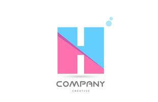 h ícone do logotipo da letra do alfabeto geométrico azul rosa. modelo criativo para empresa e negócios vetor