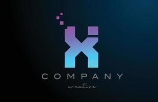 pontos azuis rosa x design do ícone do logotipo da letra do alfabeto. design de modelo para empresa ou ideia de negócio vetor