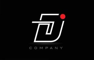 projeto do ícone do logotipo da letra do alfabeto ponto d vermelho sobre fundo preto. modelo criativo para negócios e empresa vetor