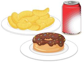 lanche fast food ou junk food isolado no fundo branco vetor