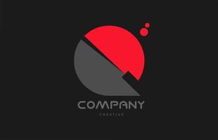 q design de ícone do logotipo da letra do alfabeto de pontos cinzas vermelhos. modelo criativo para negócios e empresa vetor