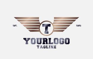 letra t asas de metal elemento de design de logotipo de vetor inicial