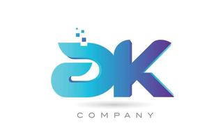 ak design de combinação de ícone de logotipo de letra do alfabeto. modelo criativo para negócios e empresa vetor