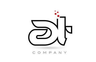 no design de combinação de ícone de logotipo de letra do alfabeto conectado com pontos e cor vermelha. modelo criativo para empresa e negócios vetor