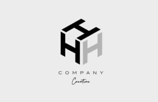 h cinza design de ícone do logotipo da letra do alfabeto de três letras. modelo criativo para negócios e empresa vetor