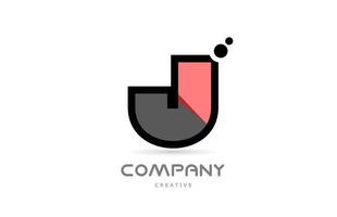 ícone do logotipo da letra do alfabeto geométrico preto rosa j com pontos. modelo criativo para empresa e negócios vetor