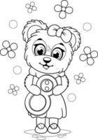 página para colorir. um urso bonito dos desenhos animados com o número 8 vetor
