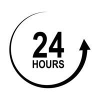 sinal do logotipo de 24 horas de seta do relógio vetor