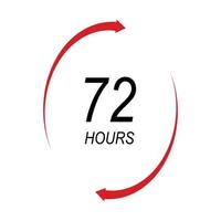sinal do logotipo de 72 horas de seta do relógio vetor