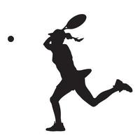 logotipo feminino jogando tênis de chão prestes a acertar a bola vetor