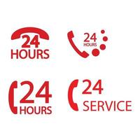 logotipo do serviço telefônico 24 horas vetor