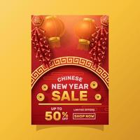 cartaz de venda de ano novo chinês vetor