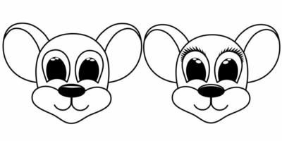 desenho animado engraçado da linha preta do mouse vetor