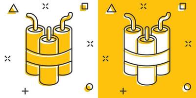 ícone de bomba em estilo cômico. ilustração em vetor dinamite dos desenhos animados no fundo branco isolado. conceito de negócio de efeito de respingo c4 tnt.