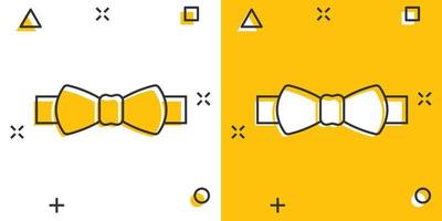 ícone de laço de gravata em estilo cômico. ilustração em vetor gravata borboleta dos desenhos animados no fundo branco isolado. conceito de negócio de efeito de respingo de borboleta.