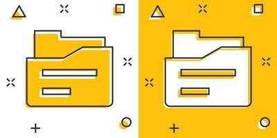 ícone de pasta de arquivo em estilo cômico. documentos arquivar ilustração vetorial dos desenhos animados no fundo isolado. conceito de negócio de efeito de respingo de armazenamento. vetor