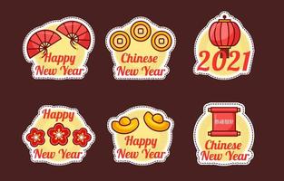 coleção de adesivos fofos da festa do ano novo chinês vetor