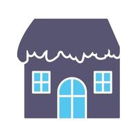 casa única com ícone de vetor de neve