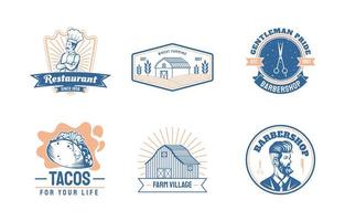 logotipo vintage de restaurante, fazenda e barbearia vetor