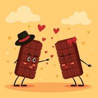 barra de chocolate casal se beijando vetor