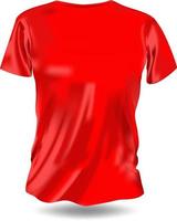 modelo de camiseta de homens em branco vermelho, de um lado, forma natural no manequim invisível, para sua maquete de design para impressão, isolada no fundo branco vetor