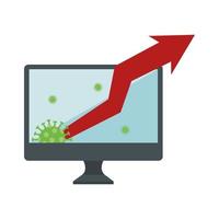 variação do mercado de ações por covid 19 com computador e ícones vetor