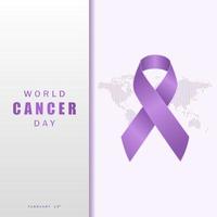 4 de fevereiro, dia mundial do câncer. fita de lavanda com design de cor de beleza vetor
