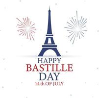 14 de julho, feliz dia da bastilha. dia nacional da frança. torre eiffel, elementos de cores da bandeira da frança. cartão, banner, pôster, design de plano de fundo. ilustração vetorial. vetor