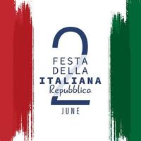 festa della repubblica italiana tradução 2 de junho. dia da república italiana. design de cartão com bandeira italiana e cores. vetor