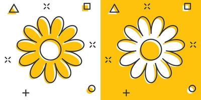 ícone de flor de camomila de desenho vetorial em estilo cômico. pictograma de ilustração do conceito de margarida. conceito de efeito de respingo de negócios de camomila. vetor