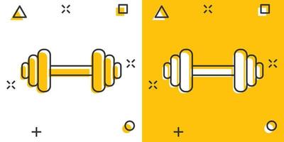 ícone do ginásio de fitness de halteres de desenho vetorial em estilo cômico. pictograma de ilustração do conceito de barra. conceito de efeito de respingo de negócios de esporte de musculação. vetor