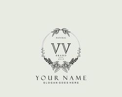 monograma de beleza inicial vv e design de logotipo elegante, logotipo de caligrafia da assinatura inicial, casamento, moda, floral e botânico com modelo criativo. vetor