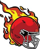 capacete vermelho de futebol americano em chamas vetor
