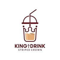 design de logotipo de bebida, bebida rei com copo de vidro vetor