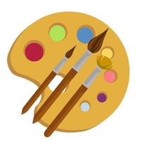 paleta de artistas com tintas e pincéis para desenho vetor