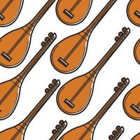 baglama instrumento musical nacional turco sem costura padrão vetor