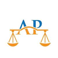 letra ap design de logotipo de escritório de advocacia para advogado, justiça, advogado, jurídico, serviço de advogado, escritório de advocacia, escala, escritório de advocacia, advogado de negócios corporativos vetor