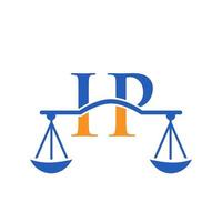 design de logotipo de escritório de advocacia de letra ip para advogado, justiça, advogado, jurídico, serviço de advogado, escritório de advocacia, escala, escritório de advocacia, advogado de negócios corporativos vetor