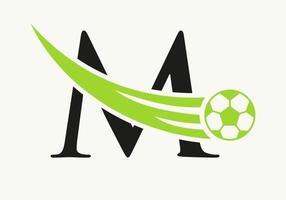 logotipo de futebol de futebol de letra m. conceito de símbolo do clube de futebol do ícone do time de futebol vetor