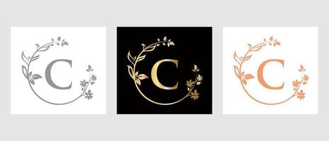 logotipo de beleza letra c para decoração, flor, modelo de spa vetor
