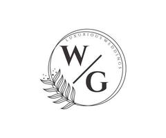 wg letras iniciais modelo de logotipos de monograma de casamento, modelos modernos minimalistas e florais desenhados à mão para cartões de convite, salve a data, identidade elegante. vetor