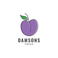 modelo de ilustração de ícone de vetor de design de logotipo colorido de damascos roxos de frutas frescas