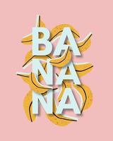 fundo tropical, banner, pôster, cartão com bananas desenhadas à mão vetor